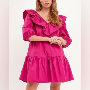 🆕 English Factory Long Sleeve Ruffled Mini Dress SZ SM
